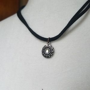 Simply sun charm + black cord necklace